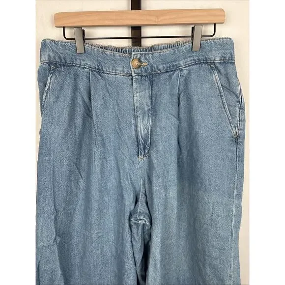 Anthropologie Pilcro Wide Leg Cropped Jeans Women's 32P Petite Blue Lightweight - Picture 2 of 11